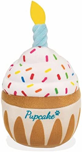 Dog Birthday Toy - Pup Cake Puppy Cupcake Plush Squeak and Crinkle Gift