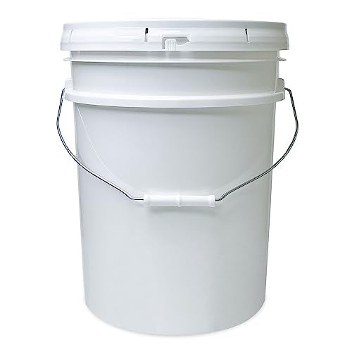 ePackageSupply 5-Gallon White Bucket Pail Container with Lid | Food Grade | Heavy-Duty Extra Durable | 90 Mil All Purpose Pail | Multi-Use | Easy Stack and Store | BPA Free| Made in USA | 12 Pack