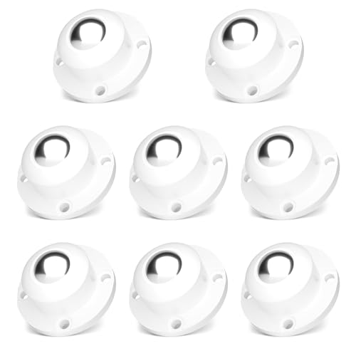 Self Adhesive Caster Wheels, Appliance Rollers for Kitchen Appliances, 1 Inch Swivel Steel Universal Wheel Appliance Sliders, 28 LBS Load Capacity Per Wheel Low Profile Roller (8 PCS, White)