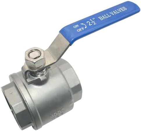 316 Stainless Steel 1/8"~3" Full Port Ball Valve with Blue Vinyl Handle, NPT Female x Female Thread,1000 WOG (2-1/2")