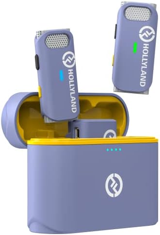 Hollyland Lark M1 Wireless Lavalier Microphone with Noise Cancellation, 656ft Transmission,8H Battery Life, Compact Wireless Lapel Mic for DSLR Cameras/iPhone/Android/Live Streaming- Light Purple