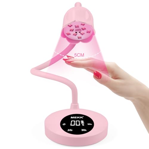 MEKK UV Nail Lamp UV Light for Gel Nails Pink 30W Cordless Gooseneck UV Nail Lamp with Sensor Mini UV Light for for Gel X Lamp Flash Cure LED Nail Lamp Gel Nail Lamp with Three Timers for Fast Curing