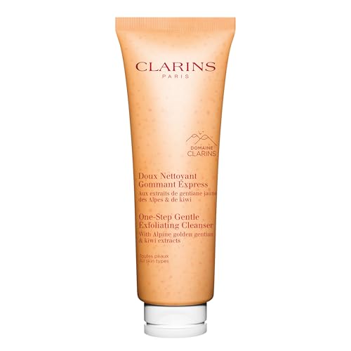 Clarins One-Step Gentle Exfoliating Cleanser | 3-In-1 Cleanser, Makeup Remover and Exfoliator | Boosts Radiance | Plant-Based Exfoliating Beads | All Skin Types | 4.3 Ounces