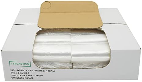 TYPLASTICS Trash Can Liner - Wholesale 1000 Count Garbage Bags on Perforated Roll 7-10 Gallon Multipurpose for Office Bathrooms Business Home Commercial and industrial needs 24" x 24"