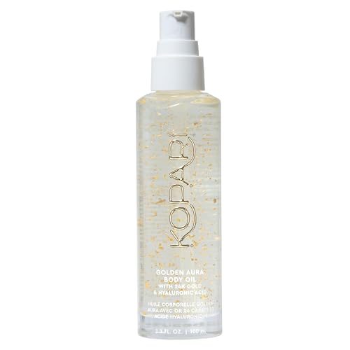 Kopari Golden Aura Body Oil, Toasted Vanilla Post Shower Body Oil with 24k Gold & Hyaluronic Acid. Lightweight Hydrating Formula for Glowing Skin