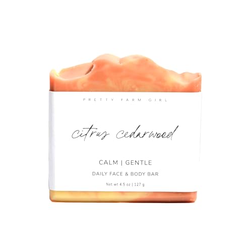 Pretty far girl Citrus Cedarwood Soap Bar - Calm & Gentle - Citrus Cedar & Pine Scented - Handmade - All Skin Types - Tallow & Goat Milk