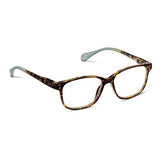 Peepers by PeeperSpecs Women's Nature Walk Soft Square Reading Glasses, Tortoise/Aqua, 49 + 1.75