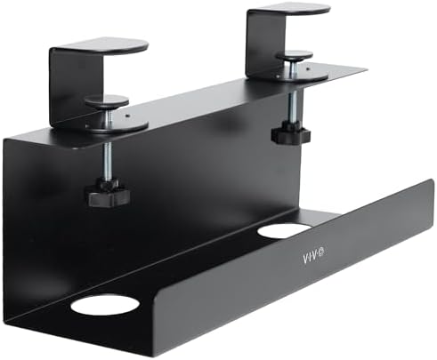 VIVO No Drill Clamp-on 17 inch Power Strip Cable Management Tray, Under Standing Desk Steel Cord Organizer, Black, DESK-CM6L-B