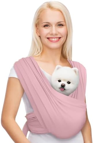 Dog Carriers for Small Dogs, Front Facing Dog Sling Carrier, Hands Free Cat Carrier, Size Adjustable, Reducing Back Pain, Premium Cotton, Safe and Soft Dog Carrier (Plus, Light Pink)