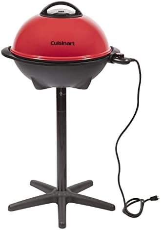 Cuisinart Indoor/Outdoor Electric Grill, 2-in-1 Portable BBQ with Non-Stick Cooking Surface, Adjustable Heat, Stand/Tabletop Options for Cookouts, Barbecues and Small Spaces, No Tools Required