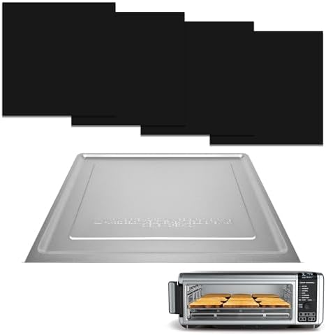 Air Fryer Accessories for Ninja Foodi SP101 Air Fryer Oven, 4pcs Black Liners and 1pack Replacement Crumb tray Pan for Ninja Digital Air Fry Countertop Oven