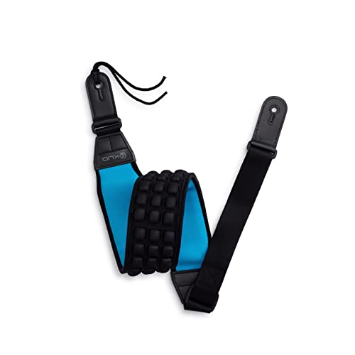 KLIQ AirCell Guitar Strap for Bass & Electric Guitar with 3" Wide Neoprene Pad and Adjustable Length from 46" to 56" (Regular), Cyan