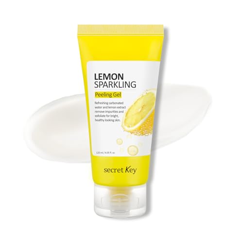 SECRETKEY Lemon Sparkling Peeling Gel, Deep Cleansing, Exfoliation, Skin Moisturization, Low Irritation for Sensitive Skin fl. 4.05 oz / 120 ml, Vitamin C and Refreshing Carbonated Water Synergy