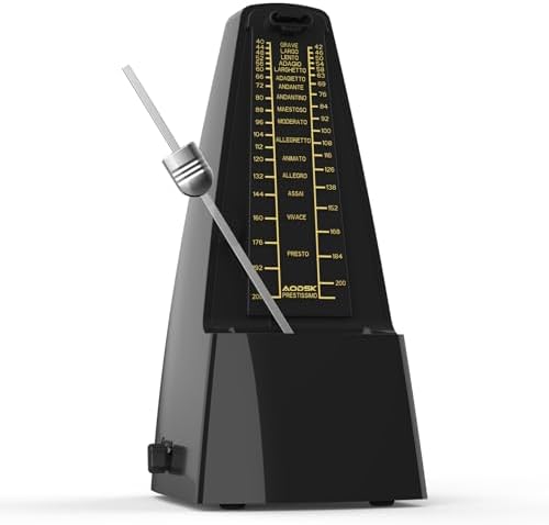 AODSK Mechanical Metronome Black Universal Metronome for Piano Guitar Violin Drums and Other Instruments Standard Loud Sound