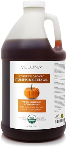 velona Pumpkin Seed Oil USDA Certified Organic - 64 fl oz | 100% Pure and Natural Carrier Oil | Unrefined, Cold Pressed