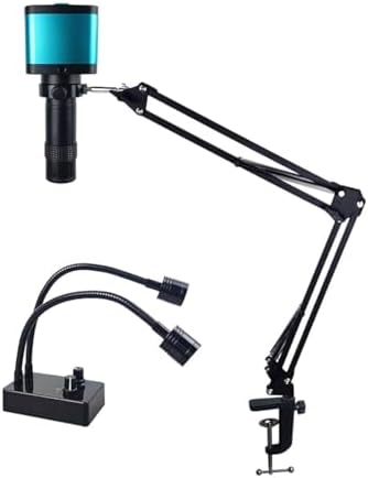 Adjustable Microscope Arm 130x Zoom C Mount Lens Camera Light, 48MP 4K 1080P HDMI USB Digital Camera Industrial Video Microscope Mount Repair Soldering Stand Clamp (48MP Microscope)