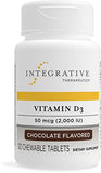Integrative Therapeutics Vitamin D3 50 mcg (2,000 IU) - Immune System and Bone Health Support Supplement* - Gluten Free - Dairy Free - Chocolate Flavored - 120 Chewable Tablets