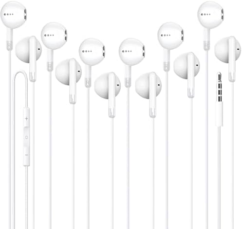 6 Pack Earbuds Wired Headphones with Heavy Bass Stereo,Volume Control,Earphones with Microphone, Compatible with iPhone, Android, Computers, iPad or Any Device with 3.5mm Interface