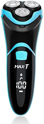 MAX-T Electric Shaver for Men, Cordless Electric Razor with Travel Case, Wet & Dry Use Men's Electric Shaver with Pop-Up Trimmer, 3D Rechargeable IPX7 Waterproof Rotary Shaver