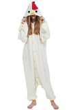 DELEY Unisex One Piece Animal Kids White Chicken Onesie, Animal Pajamas Halloween Cosplay Costume for Women and Mens Parent-Child Sleepwear