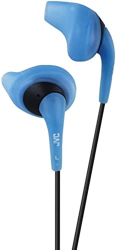 JVC Blue and Black Nozzel Secure Comfort Fit Sweat Proof Gumy Sport Earbuds with long colored cord HA-EN10A