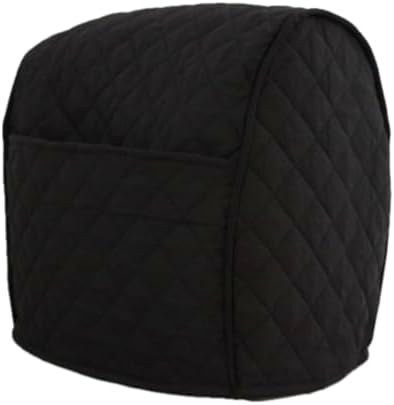 Quilted Cover Compatible for KitchenAid Stand Mixer, Piped with 2 Pockets (Black, 7 Qt)
