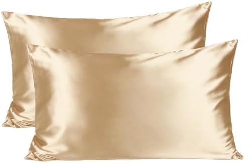 YANIBEST Satin Pillowcase for Hair and Skin Care Silk Pillowcase 2 Pack Standard 20inch X26'' Size Pillow Cases Set of 2 -Satin Cooling Pillow Covers with Hidden Zipper Floral Print