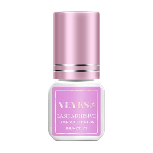 VEYES INC Eyelash Extension Glue - 0.5-1 Sec Drying Up to 8 Weeks Retention Black Adhesive Salon Use for Lash Tech 0.17 fl.oz / 5ml