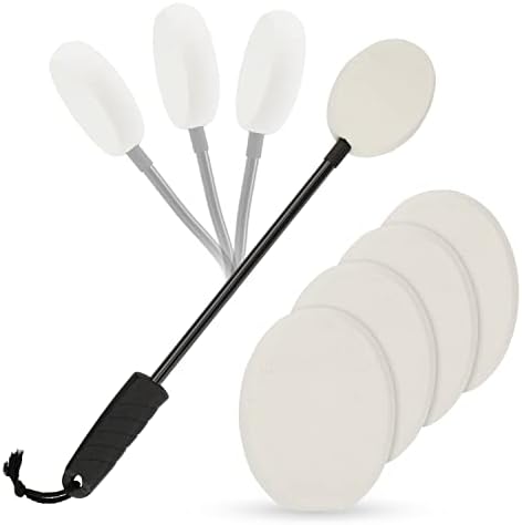 Vive Bendable Lotion Applicator for Your Back - Easily Apply Sunscreen, Self Tanner, Moisturizer, & Cream to Feet, Back, & Body - Long Handled Shower Wand Brush for Women & Men - Reusable, Washable