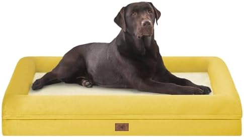 Orthopedic Washable Large Dog Bed: Jumbo Dog Bed Bolster Waterproof - XXXL Big Dog Beds for Extra Large Dogs with Removable Cover - Ginger