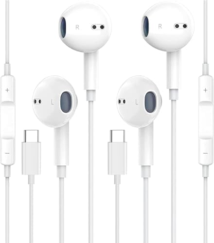 2 Pack-USB C Headphones for iPhone 15 /iPhone 16 Earbuds USB C Wired Earphones with Mic & Remote Control Noise Cancelling for iPhone 16, iPhone 15 pro, iPad Pro, Galaxy S23/S22 Ultra Note 10/20