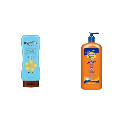 Hawaiian Tropic and Banana Boat Sunscreen Lotions SPF 50, 8oz and 12oz