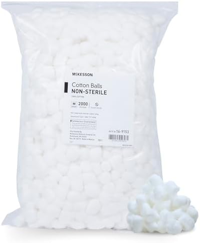 McKesson Cotton Balls [2000 Count] Bulk, 100% Pure Cotton Balls for Face, Nail Polish Remover, Makeup, Medium
