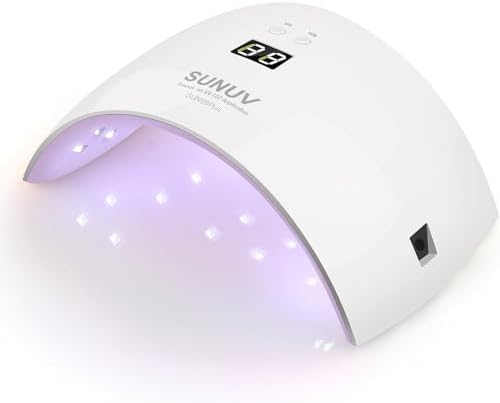 SUNUV UV Light for Nails, UV Dryer for Gel Polish with Sensor 2 Timers and Display SUN9X Plus UV Nail Lamp Pink