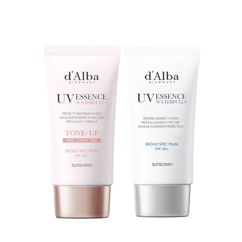 d'alba Piedmont Italian White Truffle Waterfull Tone-up Sunscreen & Waterfull Essence Sunscreen Lightweight Sunscreen with BROAD SPECTRUM SPF 50+, Glowy, Safe for all Skin Types, Korean Skin Care