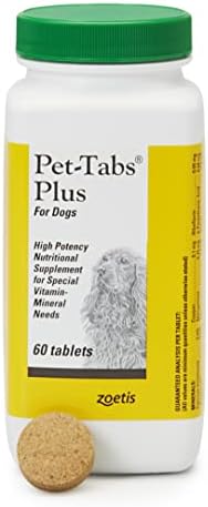 Pet-Tabs Plus Multivitamin and Mineral Supplement for Dogs with Special Nutritional Needs, Chewable Tablet, 60 Count Bottle