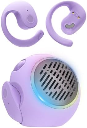 Open Ear Headphones Over The Ear Earbuds Wireless for Kids, Waterproof Small Mini Portable Bluetooth Speaker with Earbuds, OWS Hanging Earphones Air Bone Conduction Headphones 5.4 Bluetooth Headset