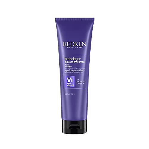 Redken Blondage Express Anti-Brass Mask For Blonde & Highlighted Hair - Ultra-Pigmented Purple Mask For Blonde Hair