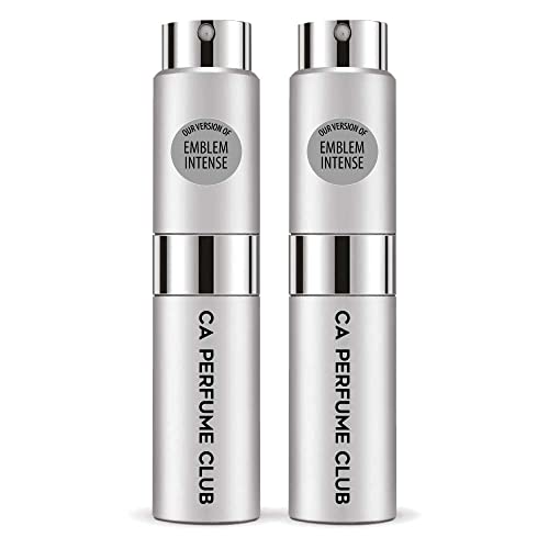 CA Perfume Impression of M.Blanc Emblem Intense For Men Replica Version Fragrance Dupes Concentrated Long Lasting Eau de Parfum Spray Refillable Atomizer Bottle 0.27 Fl Oz-X2