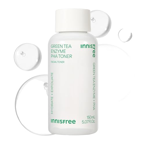 innisfree Green Tea Enzyme PHA Toner with Hyaluronic Acid and Green Tea, Hydrating Korean Toner for Glowing Skin