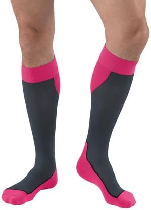 JOBST Sport Knee High 20-30 mmHg Compression Socks, Pink/Grey, X-Large