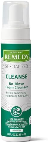 Medline Remedy Specialized No-Rinse Foam Cleanser, Gentle Skincare Solution, 8 oz. Bottle