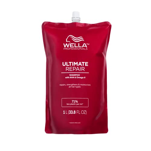 Wella Professionals ULTIMATE REPAIR Shampoo for Damaged Hair Repairs, Strengthens, & Moisturizes with AHA & Omega-9 For All Hair Types
