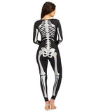 Tipsy Elves Form Fitting & Flattering Skeleton Bodysuits for Halloween - Women's Sexy Skeleton Costume - Women's Silver Shimmer Skeleton Bodysuit Halloween Costume Size Large