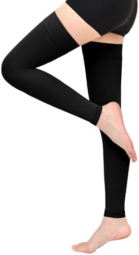 Compression Stockings for Women & Men, 15-20 mmHg Thigh High Compression Socks Graduated Compression for Edema Varicose Veins, Running, Hiking, Cycling, Travel, (Footless)