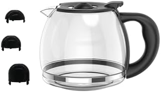 12-CUP Glass Replacement Coffee Carafe Compatible with Mr. Coffee, Black & Decker, Cuisinart and More, Black Close Handle