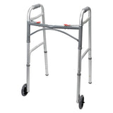 McKesson Folding Walkers with Wheels, Aluminum, 32 in to 39 in, 350 lbs Weight Capacity, 1 Count