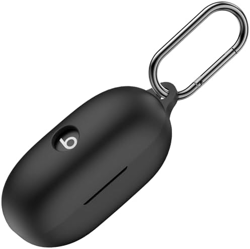 Compatible with Beats Solo Buds Case Cover, Soft Silicone Shockproof Protective Skin Case for Beats Solo Buds Wireless Earbuds, with Carabiner (Black)