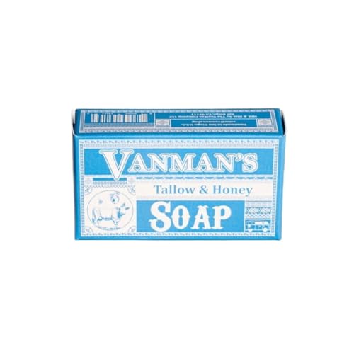 Vanman - Pure Beef Tallow with Honey - Pure Saponified Grass Fed Beef Tallow for Skin, Raw Honey, Unscented - Beef Tallow and Honey Soap - 2 Pack