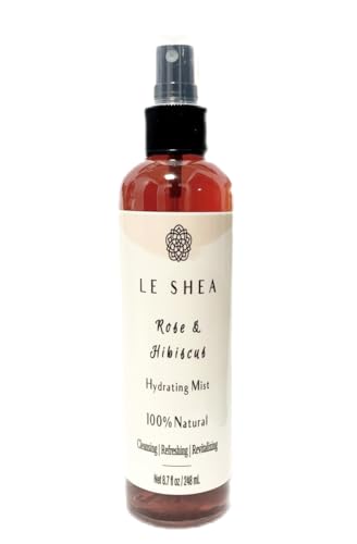 Hibiscus & Rose Water Spray with Aloe Vera, Rose Oil, All Natural Hydrating Facial Mist, Refresh Moisturize Hair Beard Braid Dreadlock Loc Condition Skin Body Face Rosewater Leave In 8.7 oz